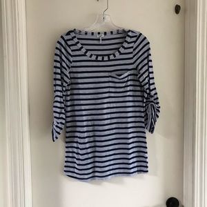 Splendid 3/4 Sleeve Sky and Navy Striped Tee